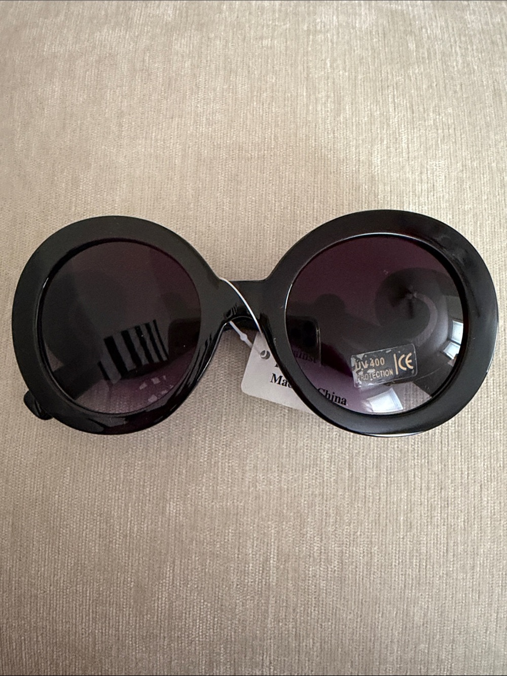 Oversized Round Swirl Sunglasses - Black